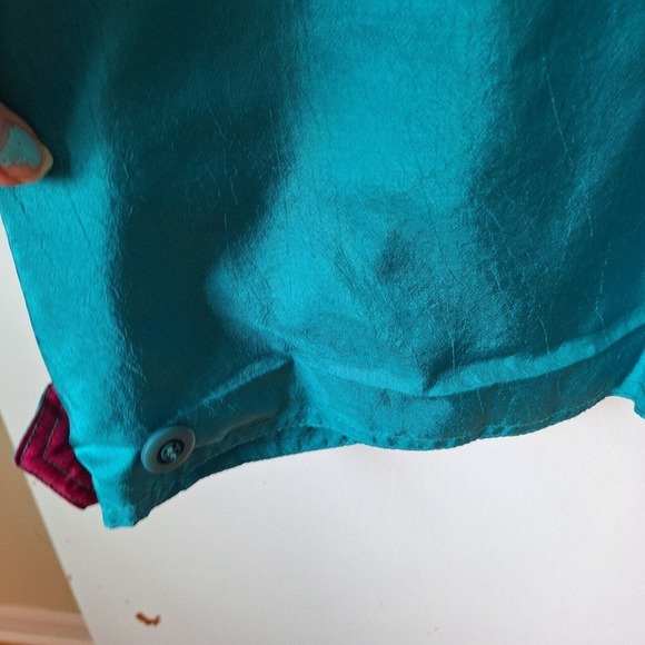 Vintage 80s/90s Retro Bright Teal Windbreaker Women Size 16W - Picture 4 of 10